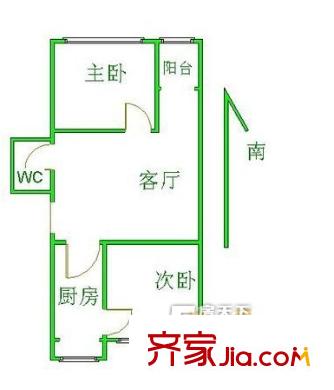 鄞州同心苑 2室1厅1卫1厨 户型图