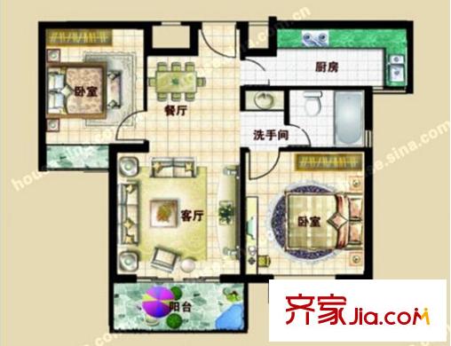 滨江花苑二期户型图两室户型图