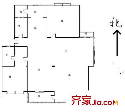 滨江花苑二期户型图4室2厅2卫 4室2厅2卫1厨