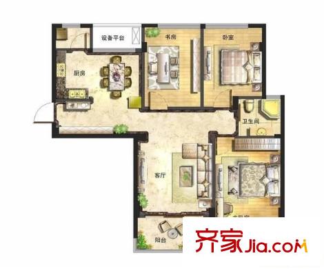 滨江花苑二期户型图3室2厅2卫 3室2厅2卫1厨
