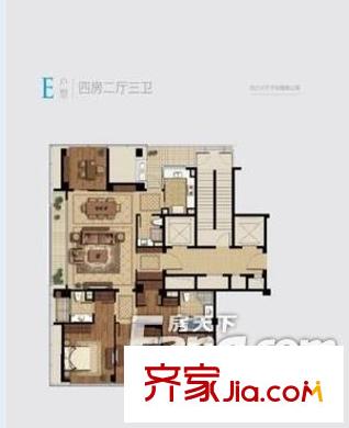 宁波中心兰园 4室2厅3卫1厨 户型图