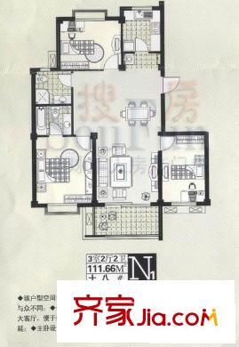 如意金水湾户型图3室2厅 3室2厅2卫