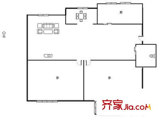 兴裕新村 2室2厅1卫1厨 户型图