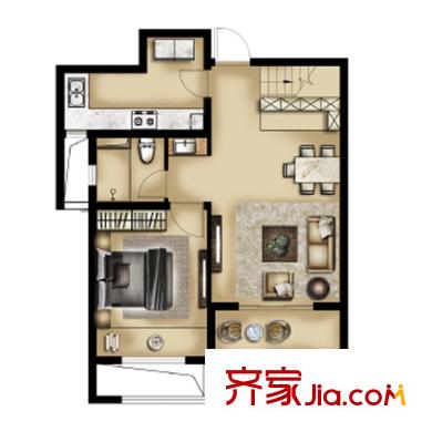 万科金域华府户型图136户型下层 3室2厅2卫1厨