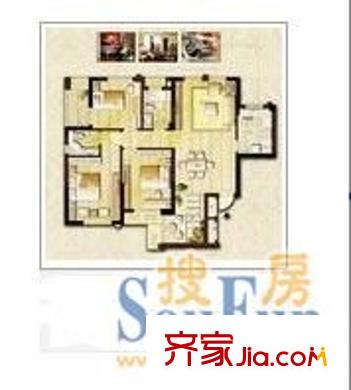 半岛名邸户型图3室2厅2卫1厨 3室2厅2卫1厨