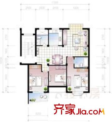 小城春秋户型图3室2厅 3室2厅1卫1厨