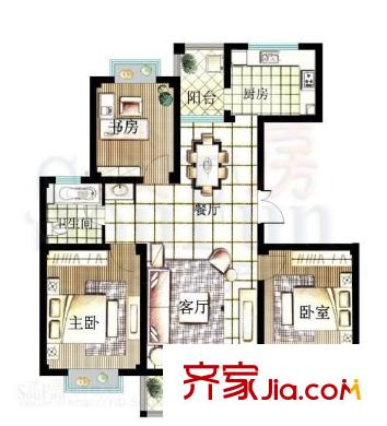 孔雀小区 3室 户型图