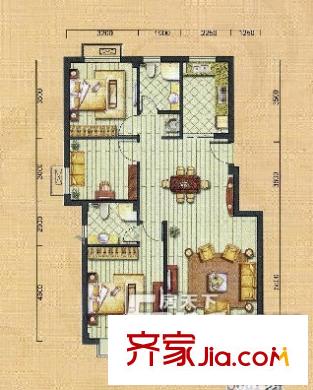 雅戈尔苏园户型图两室两厅两卫 2室2厅2卫1厨