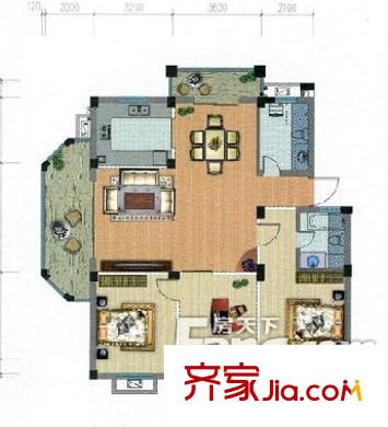 雅戈尔苏园户型图两室两厅 2室2厅1卫1厨