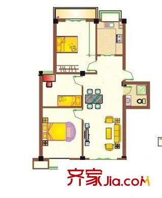 华侨城 2室 户型图