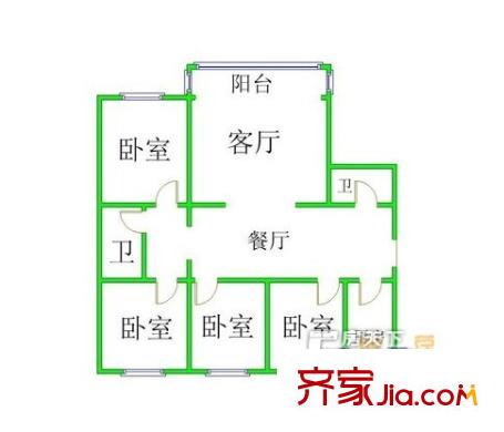 华侨城户型图4室1厅2卫 4室1厅2卫1厨