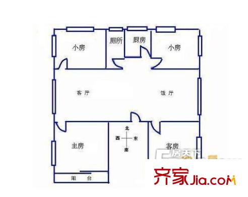 广厦怡庭户型图四室两厅 4室2厅1卫1厨