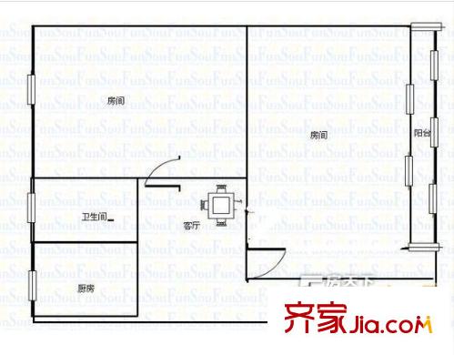 广厦怡庭户型图两室一厅 2室1厅1卫1厨