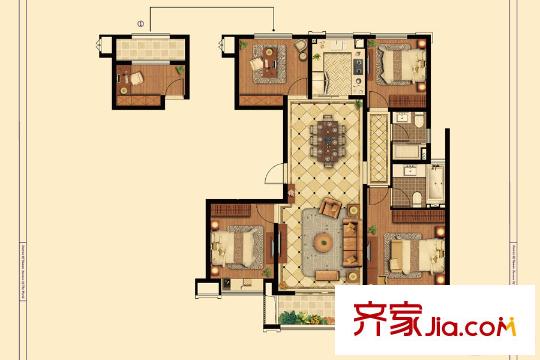 中海寰宇天下天宸A2户型 4室2厅2卫1厨