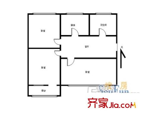 锦绣江花户型图三室一厅一阳2 3室1厅1卫1厨