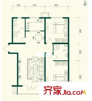 天成家园户型图两室一厅 2室1厅1卫1厨