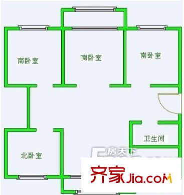 四明春晓户型图4室1厅 4室1厅1卫1厨