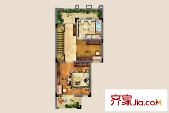 景瑞红翎台B户型四层平面图 4室2厅3卫1厨