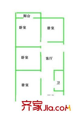 华光城户型图四室一厅 4室1厅1卫1厨