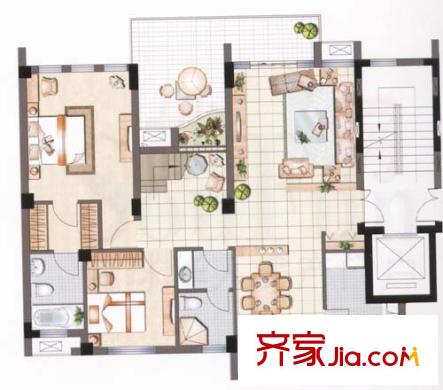 东方瑞市户型图户型图 2室2厅2卫1厨