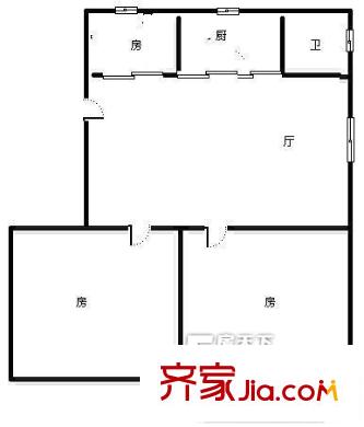 公交大修厂单位宿舍3室户型图