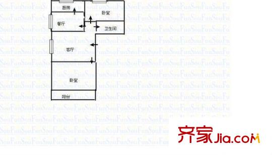 水利水电勘测设计院单位宿舍 2室户型图