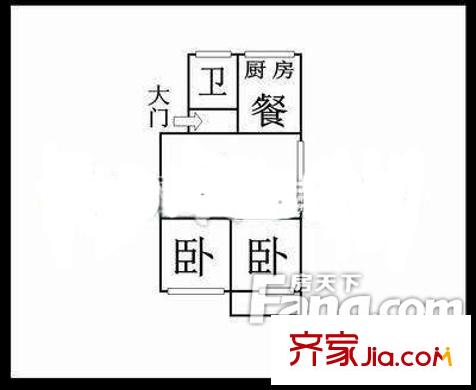 水利水电勘测设计院单位宿舍 2室 户型图