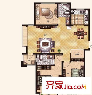 城开波光园户型图3室2厅 3室2厅