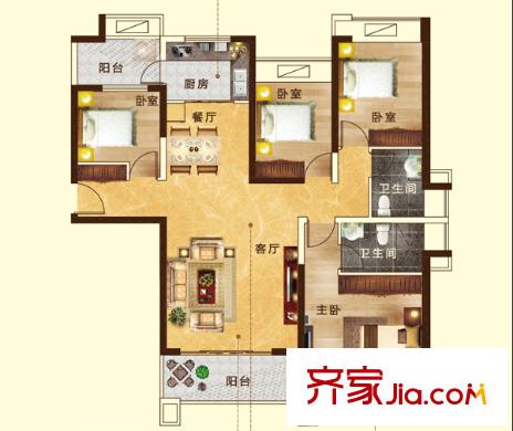 城开波光园户型图4室2厅