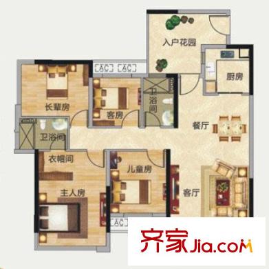 武汉万锦江城户型图4室2厅 4室2厅