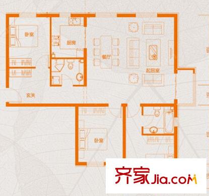 丽水花园户型图3室2厅 户型图 3室2厅2卫1厨