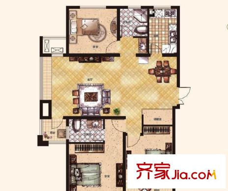 城开波光园户型图3室2厅 3室2厅