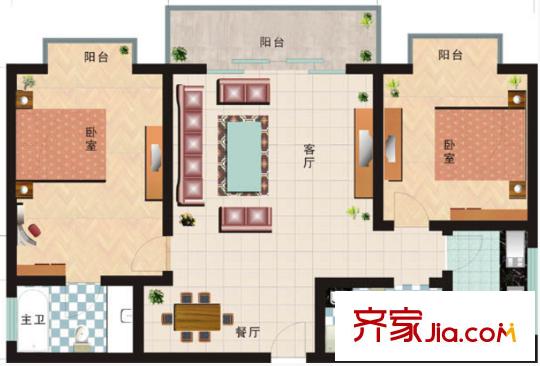 惠西小区户型图2室2厅 户型图 2室2厅2卫1厨