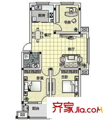 惠西小区户型图3室2厅 户型图 3室2厅1卫1厨