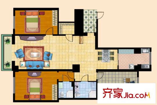 惠西小区户型图2室2厅 户型图 2室2厅2卫1厨