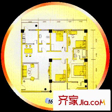 阳光时尚公寓户型图4室1厅