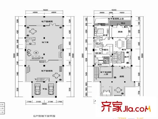 万科红郡别墅户型图赖特e户型 2室2厅2卫