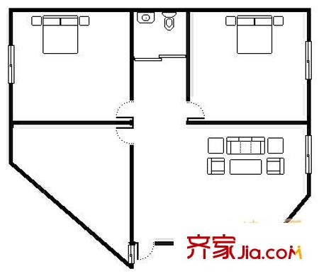 铁路花园户型图铁路宿舍(市北) 2室 户型图 2室1厅1卫1厨