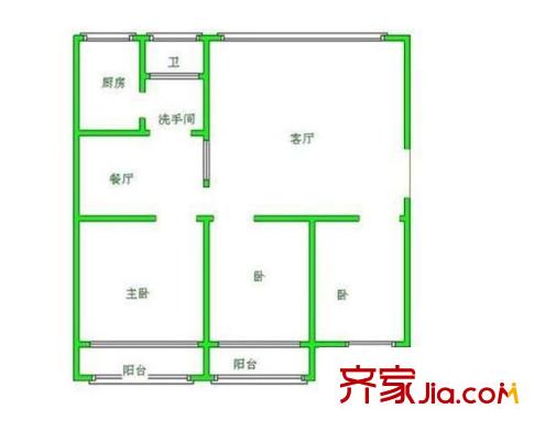 花园新村 3室 户型图