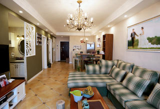 地中海美式混搭二居装修客厅设计图