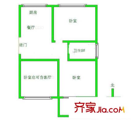 水利水电勘测设计院单位宿舍 3室 户型图
