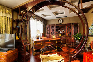 大户型古典中式装修书房欣赏图