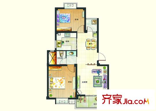 恒邦幸福里户型图A1户型 3室1厅1卫1厨
