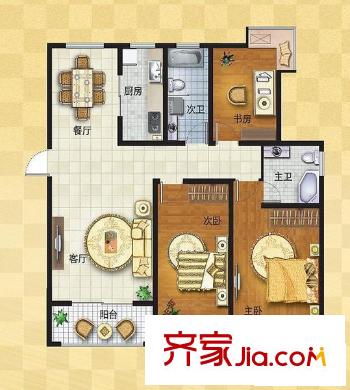 风尚自由城户型图G户型 3室2厅2卫