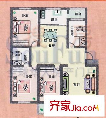 盛世家园户型图户型图 3室2厅2卫1厨