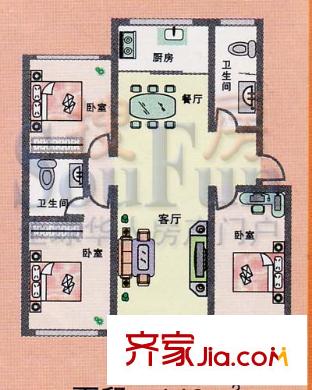 盛世家园户型图户型图 3室2厅2卫1厨