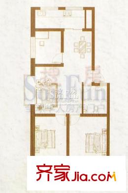 永安花园户型图户型图 3室2厅1卫1厨