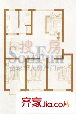 永安花园户型图户型图 3室2厅1卫1厨