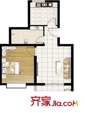 惠和园户型图一期多层11号楼标准层F户型 1室1厅1卫1厨