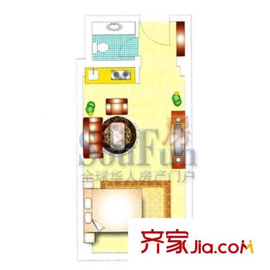 舜之都双子座户型图1室1厅1卫1厨